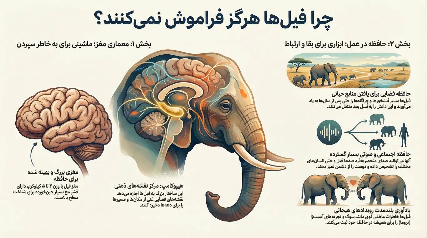 چرا فیل‌ها هرگز فراموش نمی‌کنند؟
