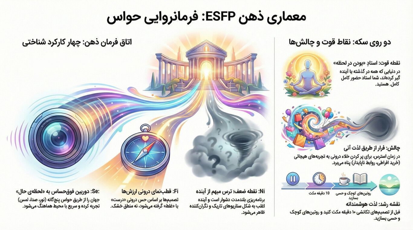 معماری ذهن ESFP: فرمانروایی حواس